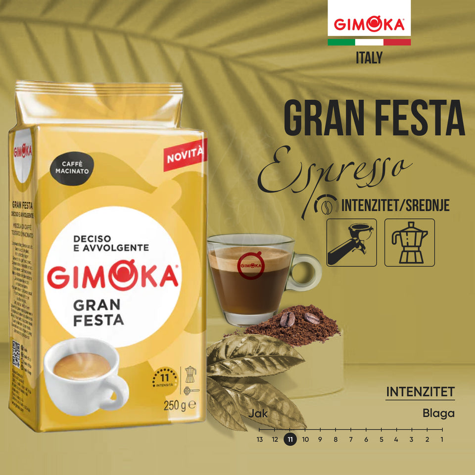 ☕ Gimoka Gran Festa – pržena mlevena kafa za espresso i moka aparat 250g