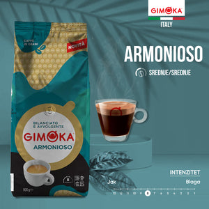 GIMOKA ARMONIOSO ПРЖЕНА КАФА У ЗРНУ 500G