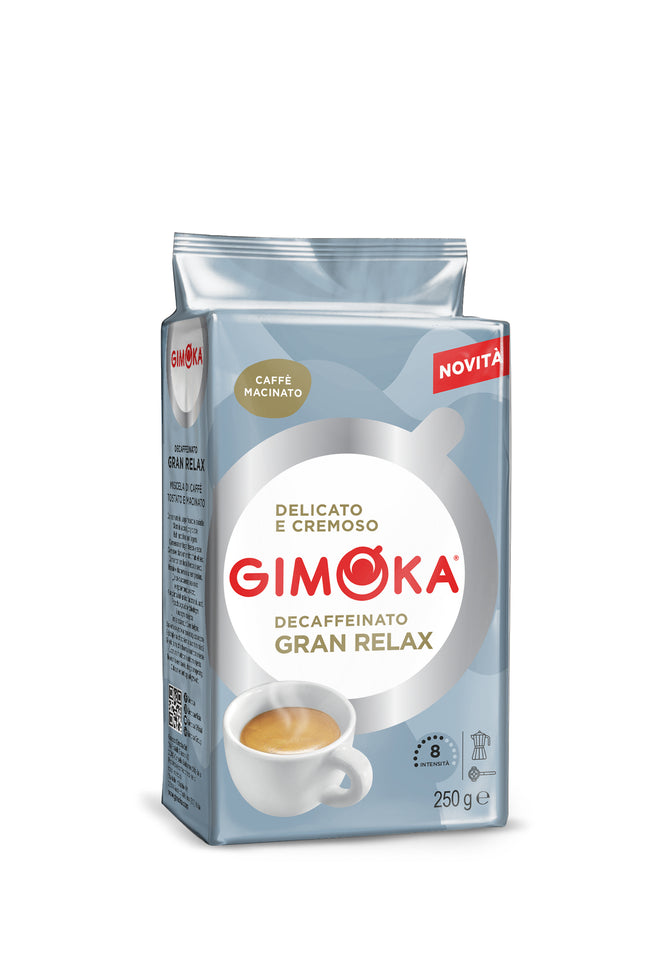 Gimoka Gran Relax Decaffeinato PRŽENA MLEVENA KAFA ZA ESPRESSO I ZA MOKA APARAT  250 grama